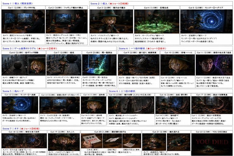 ChatGPTで出力した絵コンテ